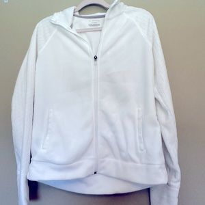 Tek Gear zip front fleece jacket full zip white size medium